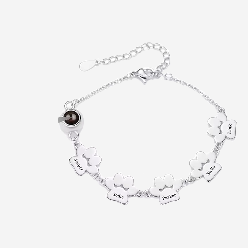 Custom Multiple Paw Pet Photo Bracelet