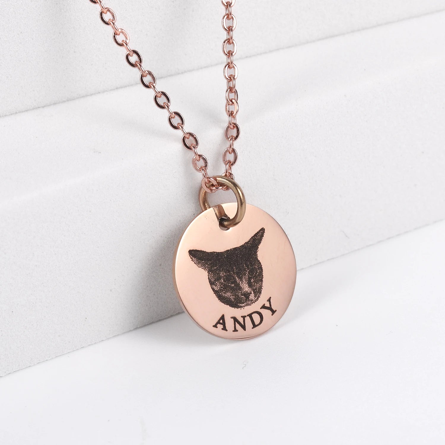 Custom Engraved Pet Photo Necklace