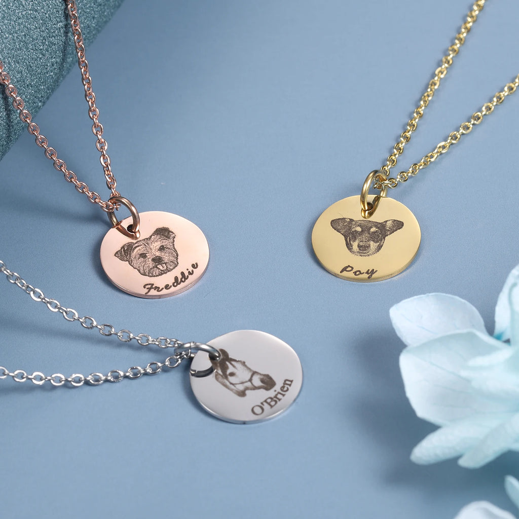 Custom Engraved Pet Photo Necklace
