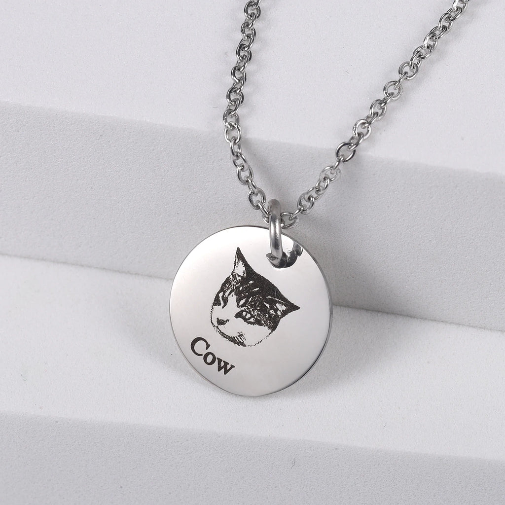 Custom Engraved Pet Photo Necklace