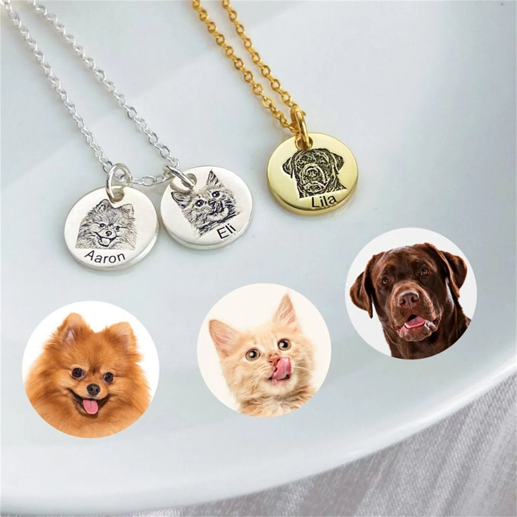 Custom Engraved Pet Photo Necklace