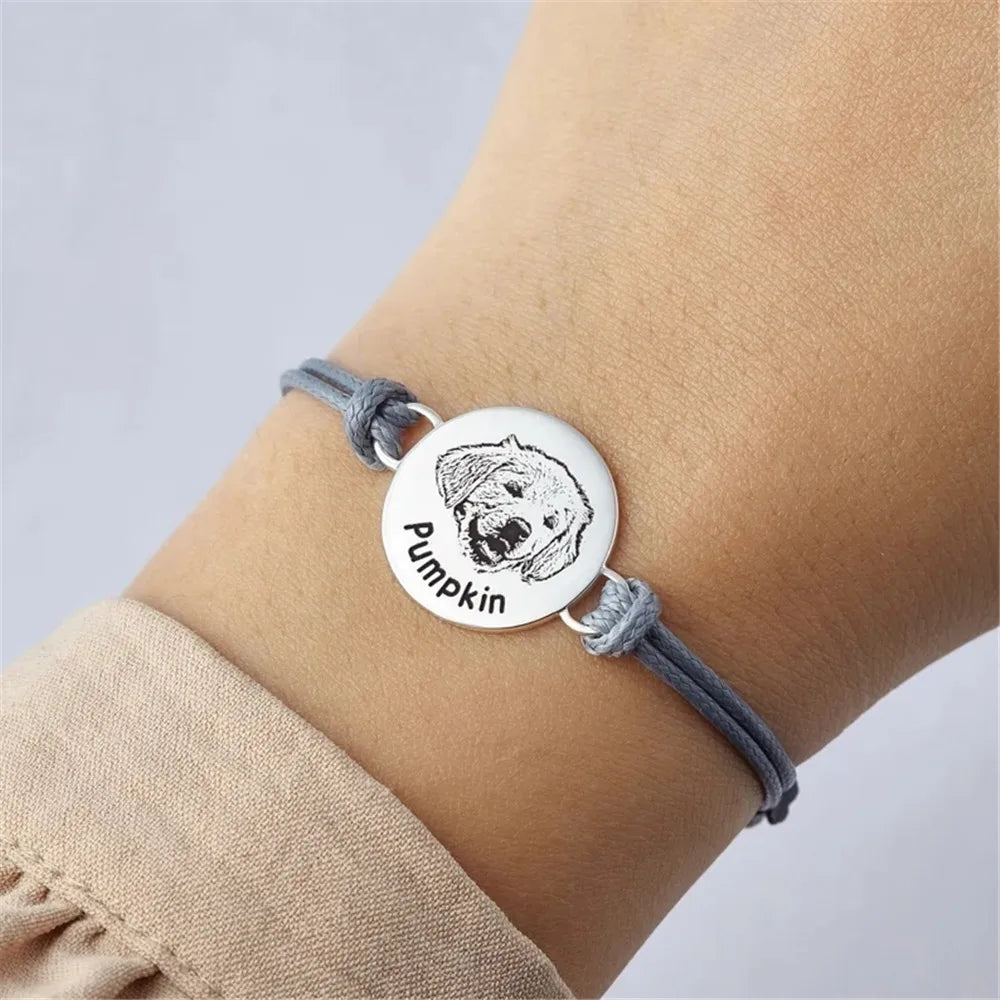 Custom Pet Portrait Leather Bracelet