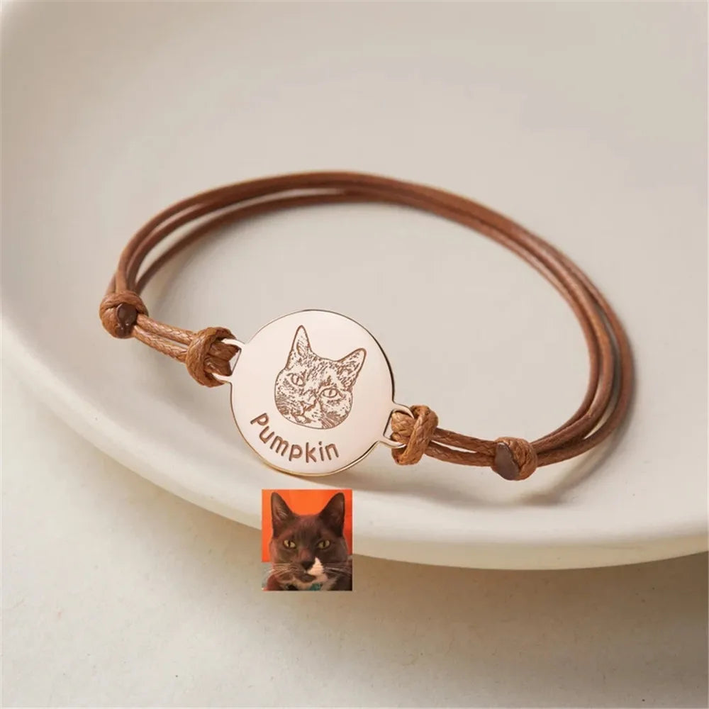 Custom Pet Portrait Leather Bracelet