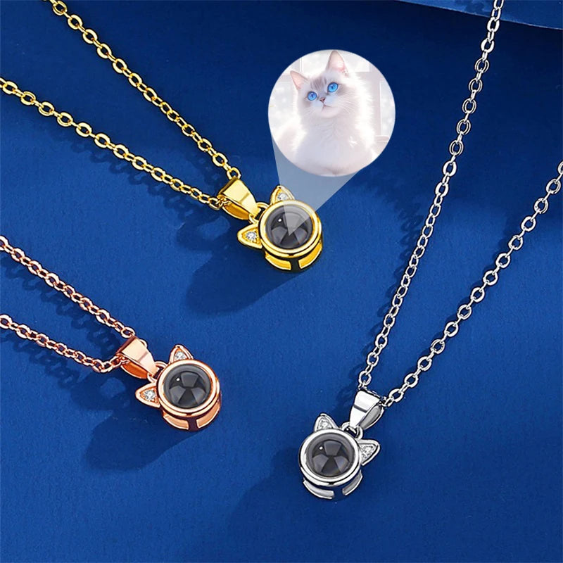 Personalized Cat Necklace Photo Projection