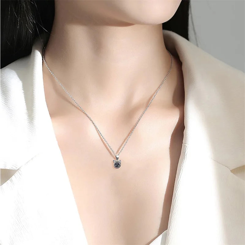Personalized Cat Necklace Photo Projection