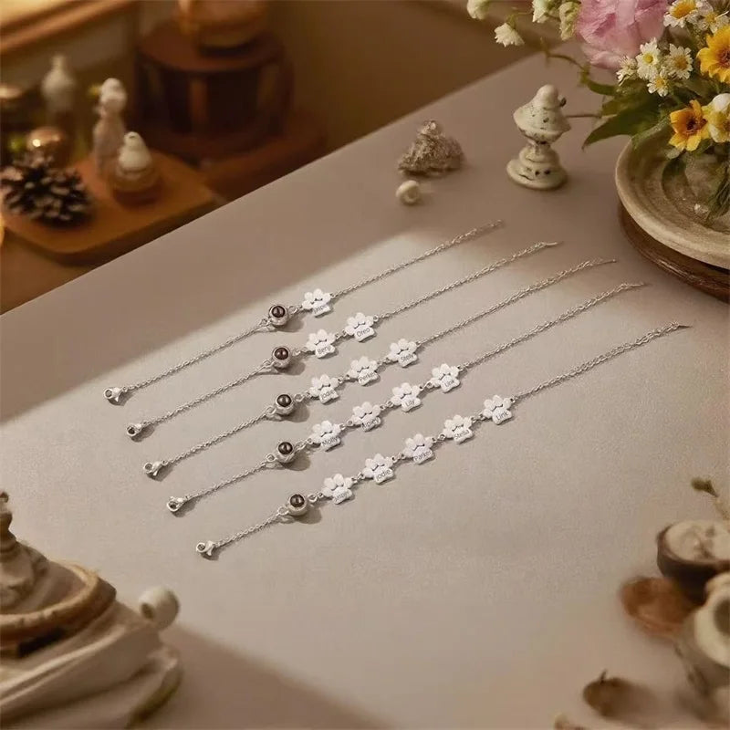 Custom Multiple Paw Pet Photo Bracelet