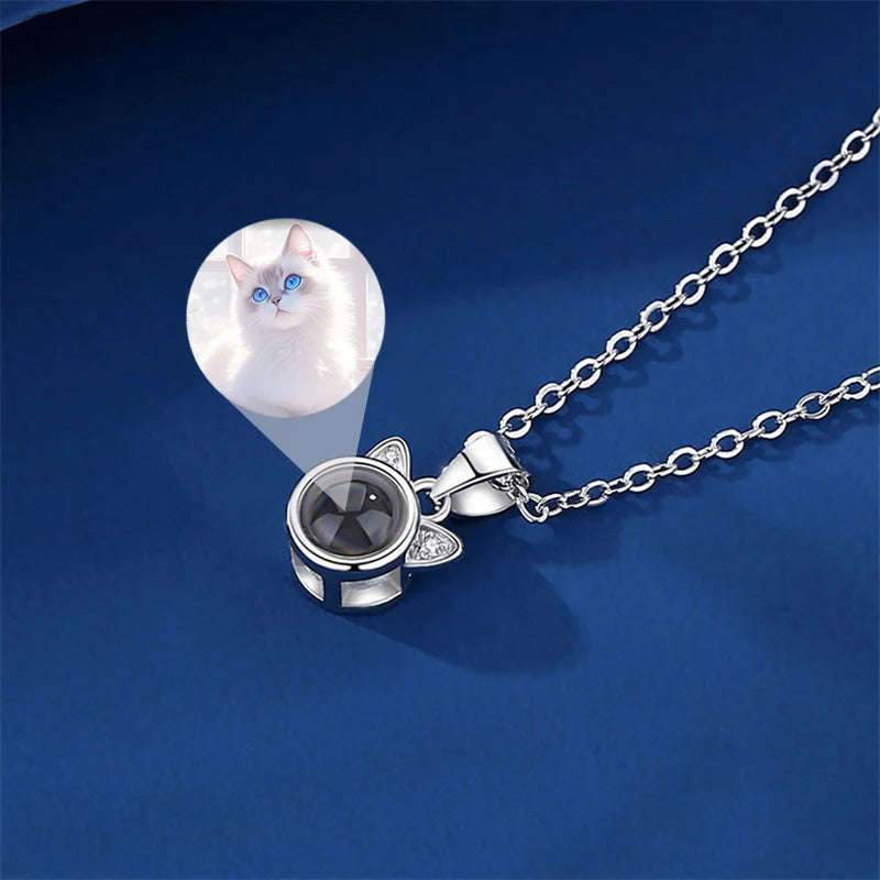 Personalized Cat Necklace Photo Projection
