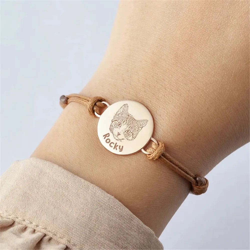 Custom Pet Portrait Leather Bracelet
