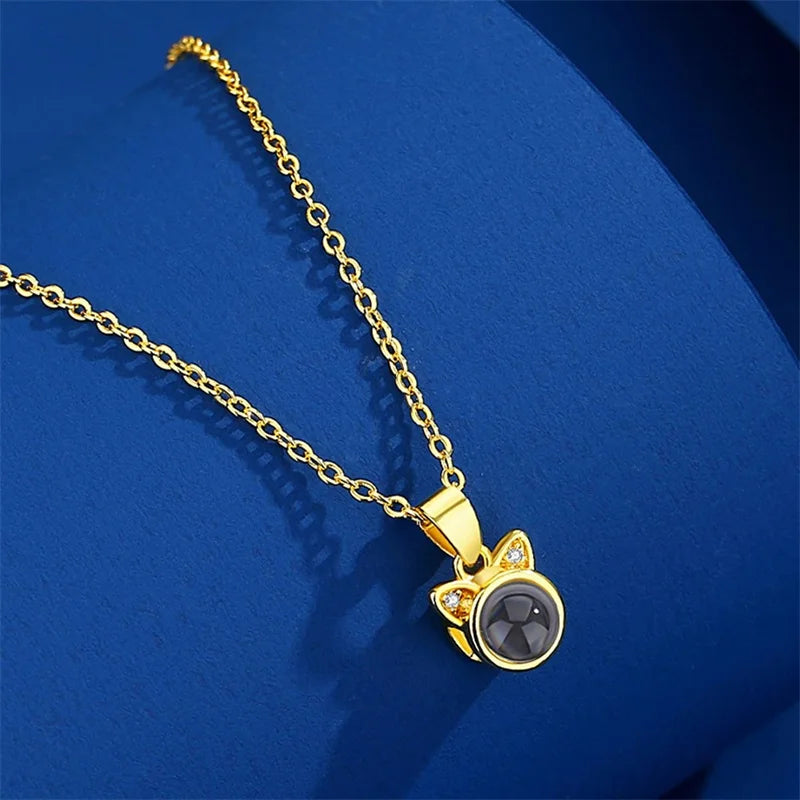 Personalized Cat Necklace Photo Projection