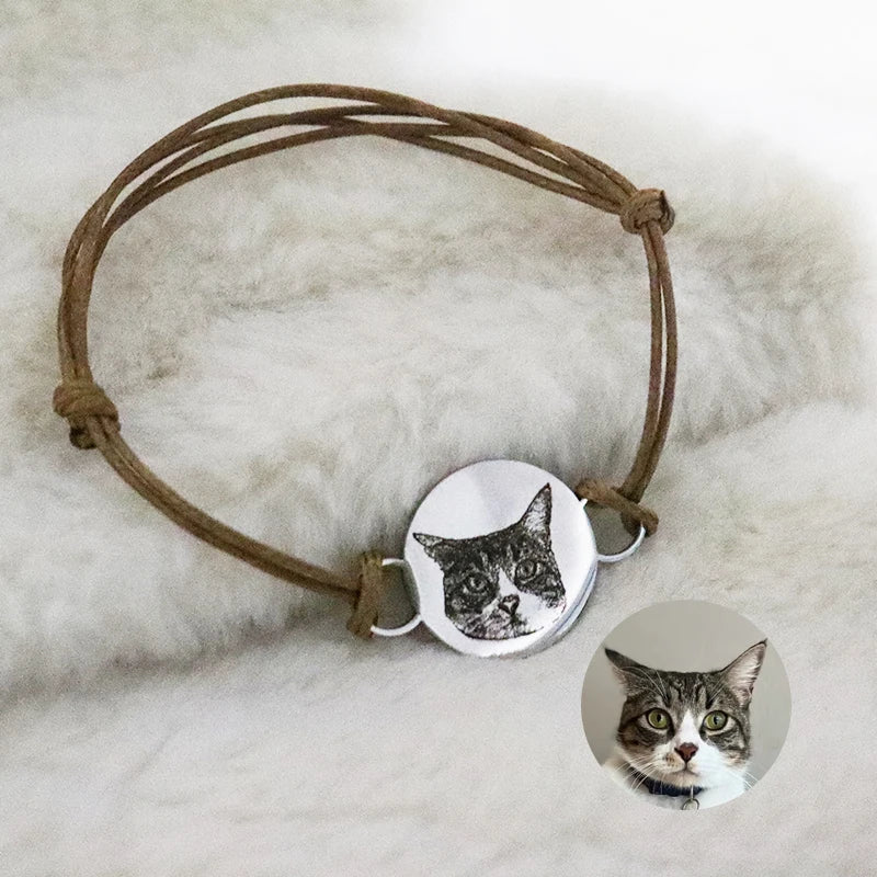Custom Pet Portrait Leather Bracelet