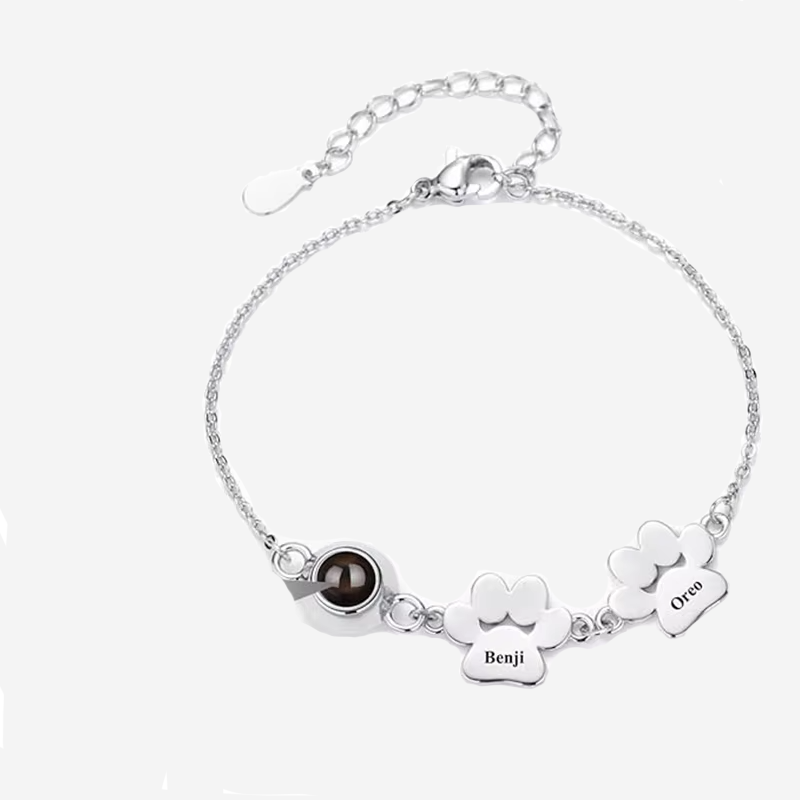 Custom Multiple Paw Pet Photo Bracelet