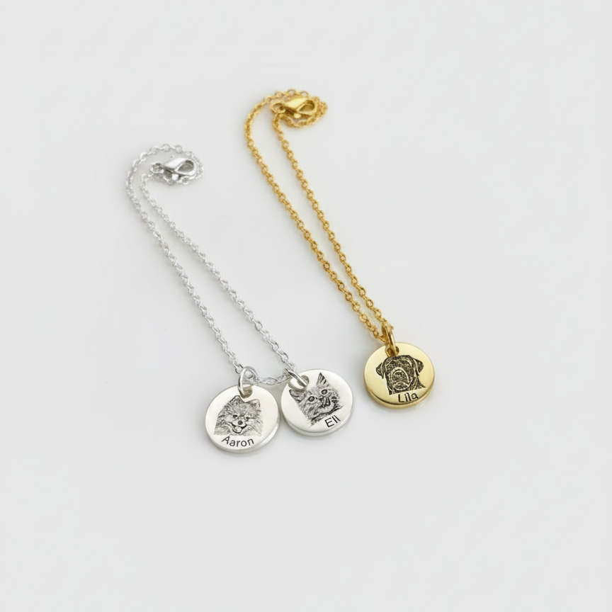Custom Engraved Pet Photo Necklace